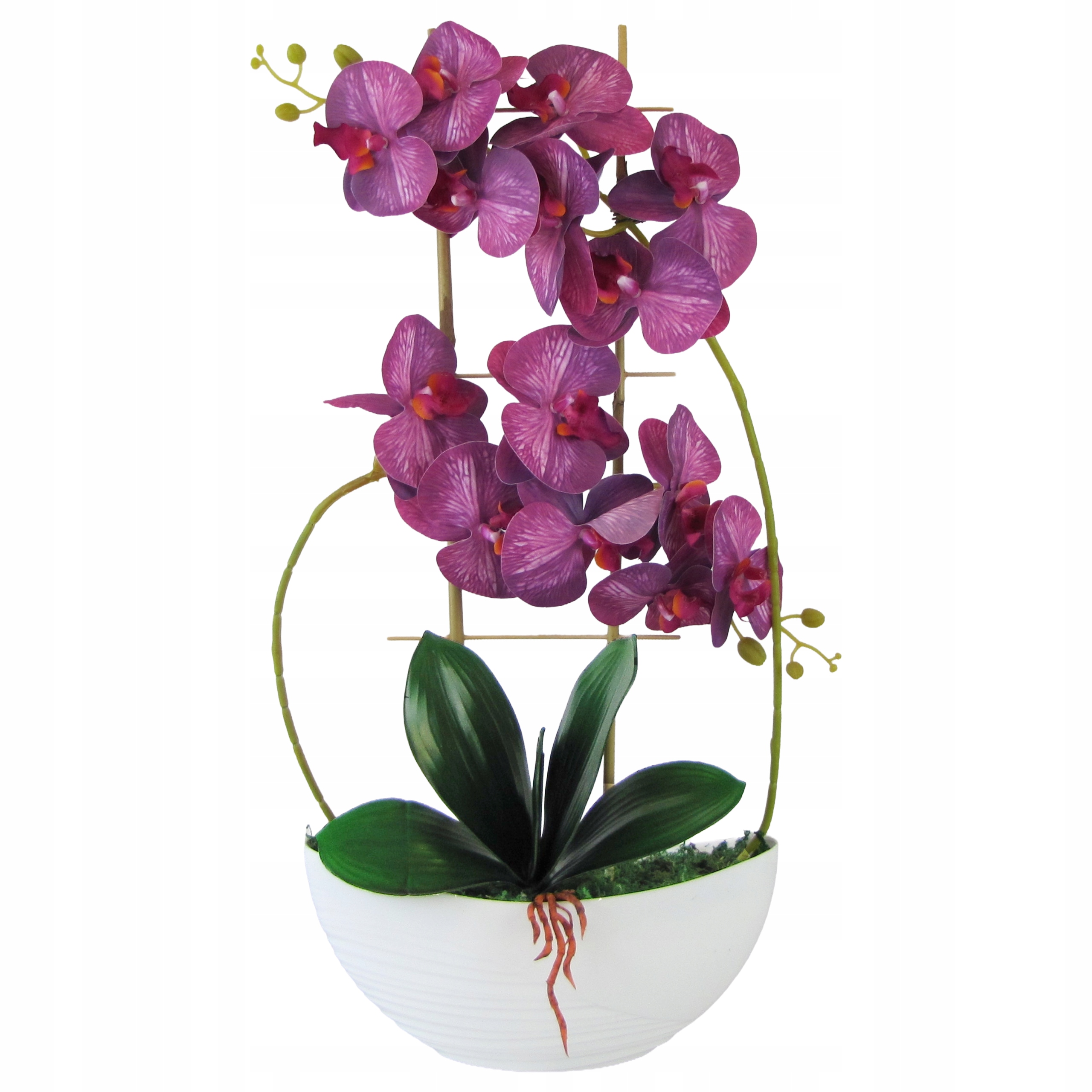 Orchidej Real Touch 60 cm, gumovaná v květináči Luna 2