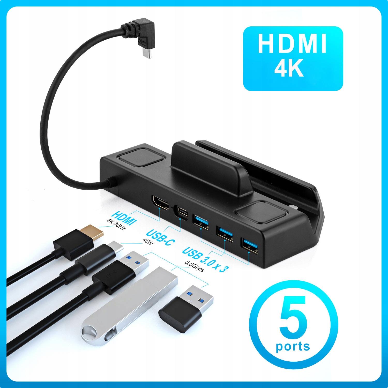 5 in 1 4K HDMI Steam Deck Dock Station USB C Kod producenta 4K 60Hz 5 Ports