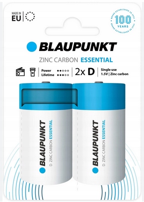 Цинк-углеродная батарея Blaupunkt Essential D (R20) 2 шт.