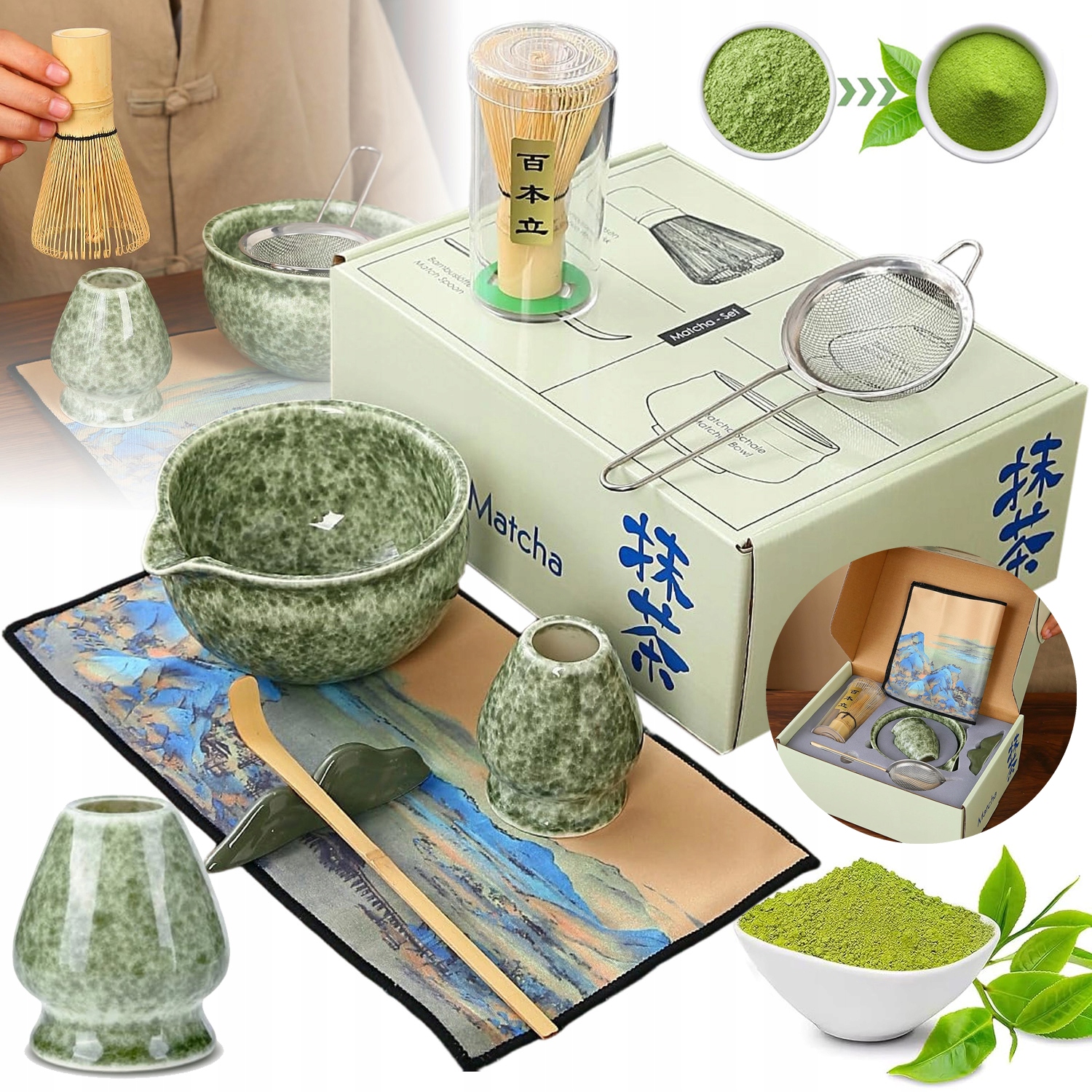 Chashaku Bambusowy Zestaw Prezentowy Do Herbaty Matchy Trzepaczka Łyżka