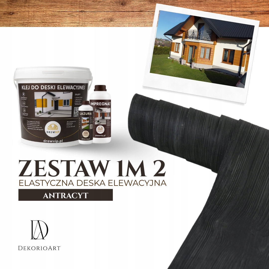 Set 1 m2 Pružná fasádní deska barva Antracit imitace dřeva