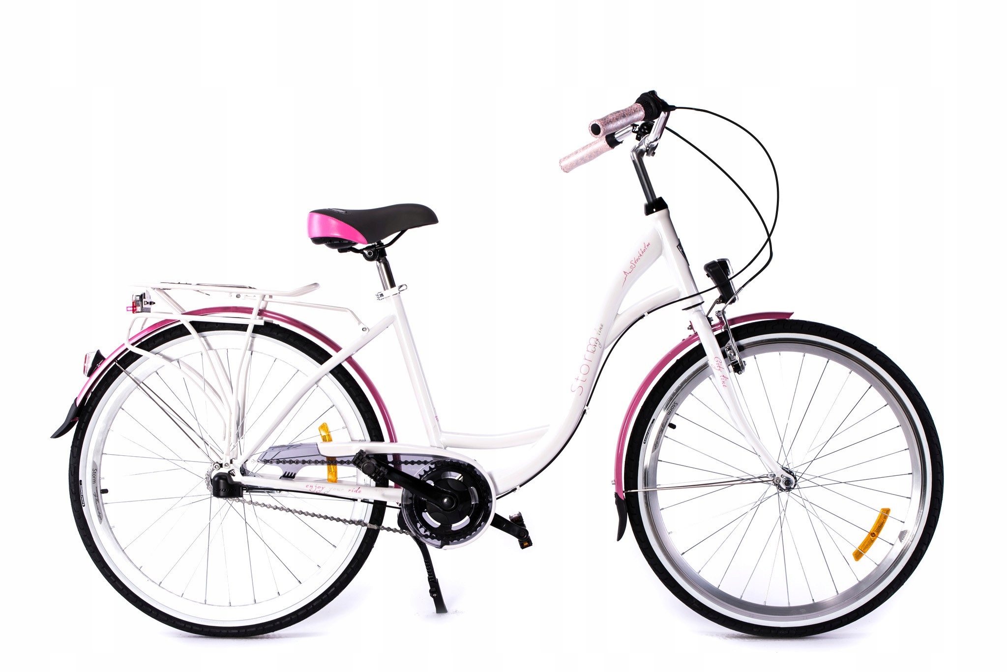 Rower Miejski 26 Storm Stockholm D 17 Stalowy Nexus 3 Biało-różowy