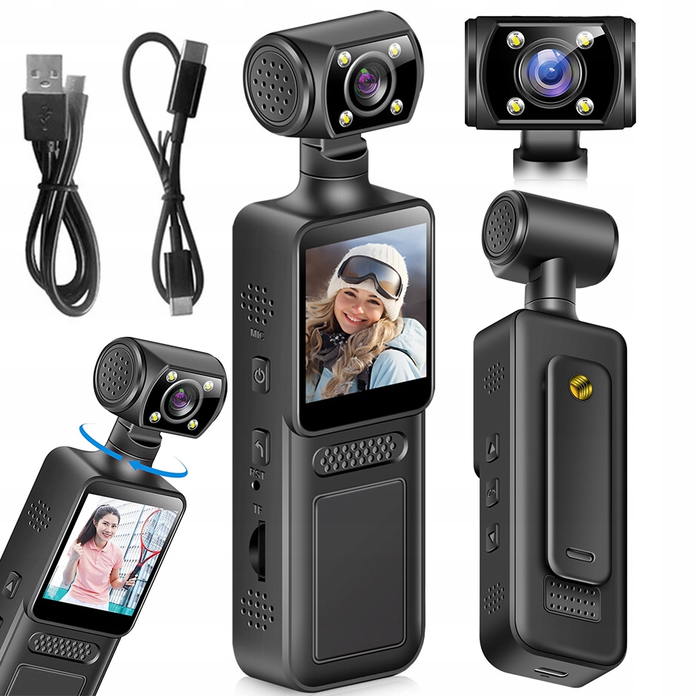 Mini Rejestrator Sportowy Wi-fi 4K Hd Z Klipsem Kamera Przednia I Tylna