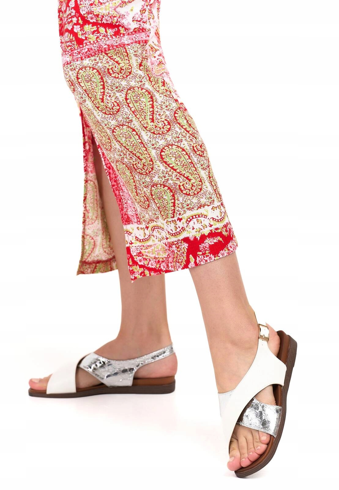 SANDAŁY DAMSKIE ELEGANCKIE NA PŁASKIM OBCASIE SERGIO LEONE BIAŁE R.36 Oryginalne opakowanie producenta pudełko