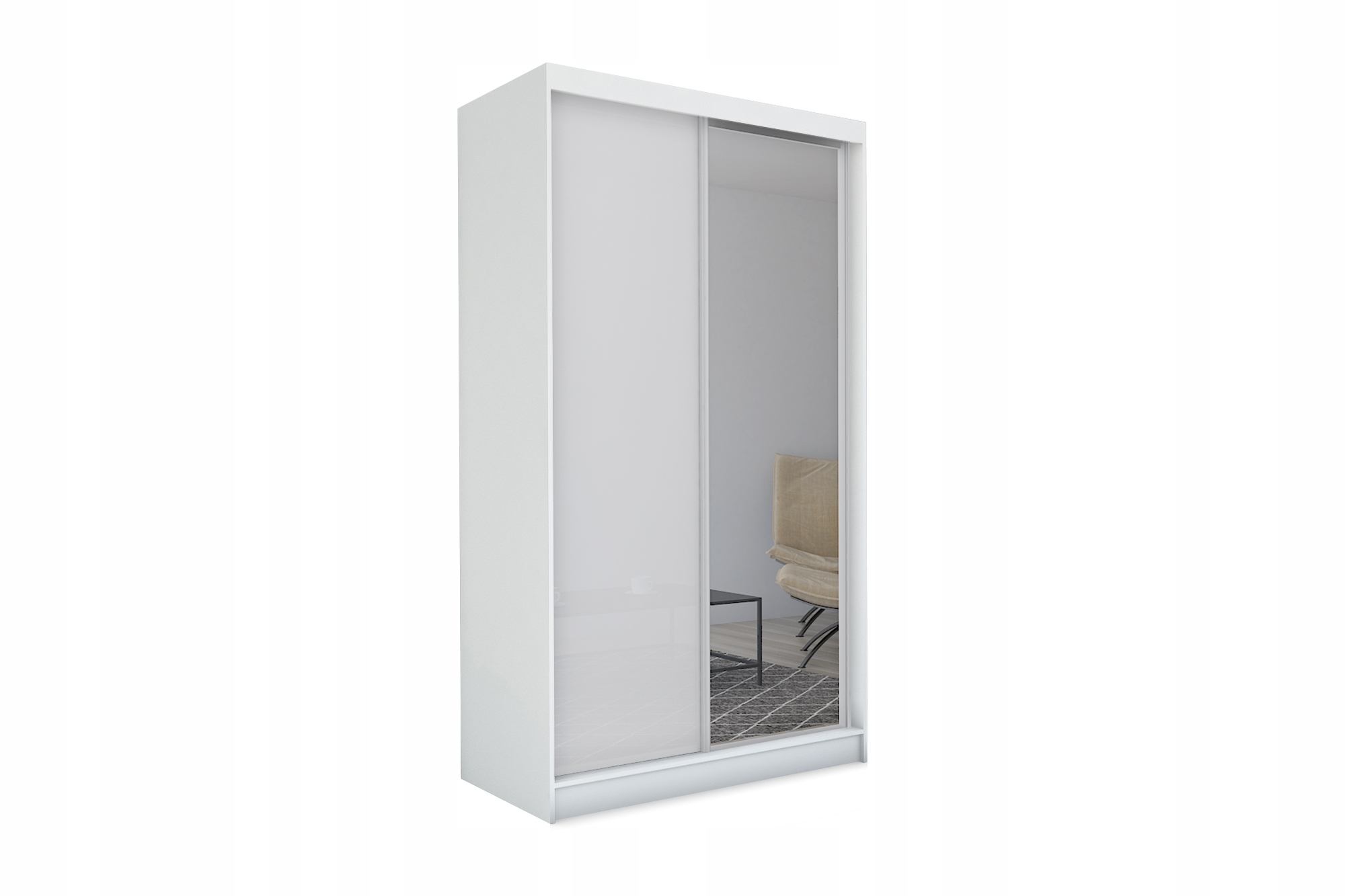 Skříň 150 cm se zrcadlem Skříň Dvoudveřová Bílá