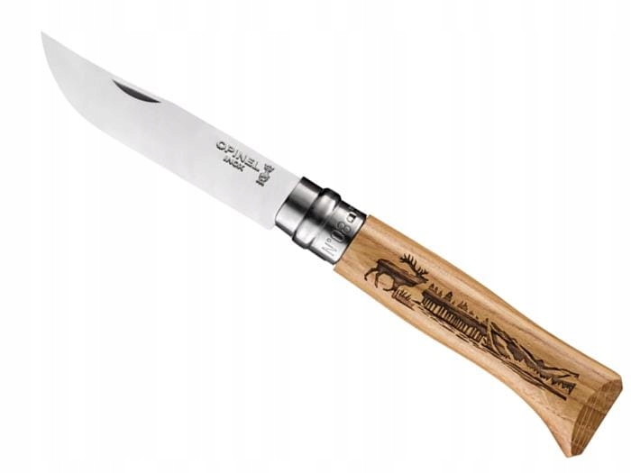 nóż Opinel No 08 Inox dąb grawer Jeleń