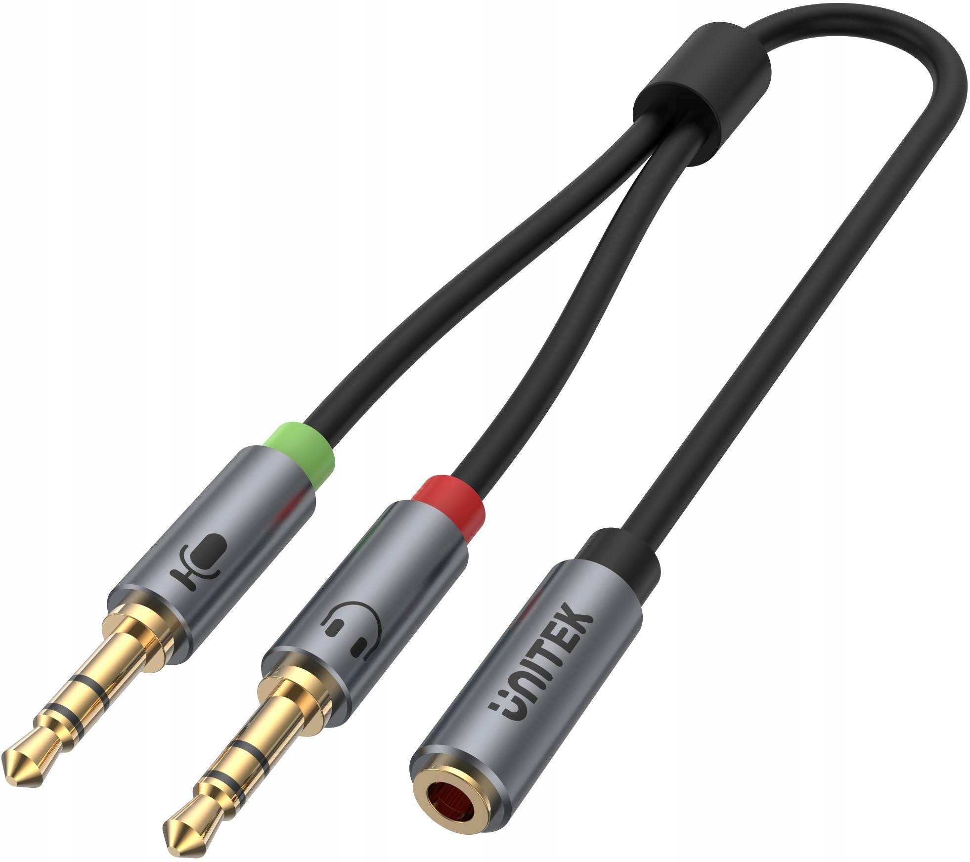 Adapter Unitek Y-C957ABK miniJack 3,5mm (f) 2x 3,5mm (M)