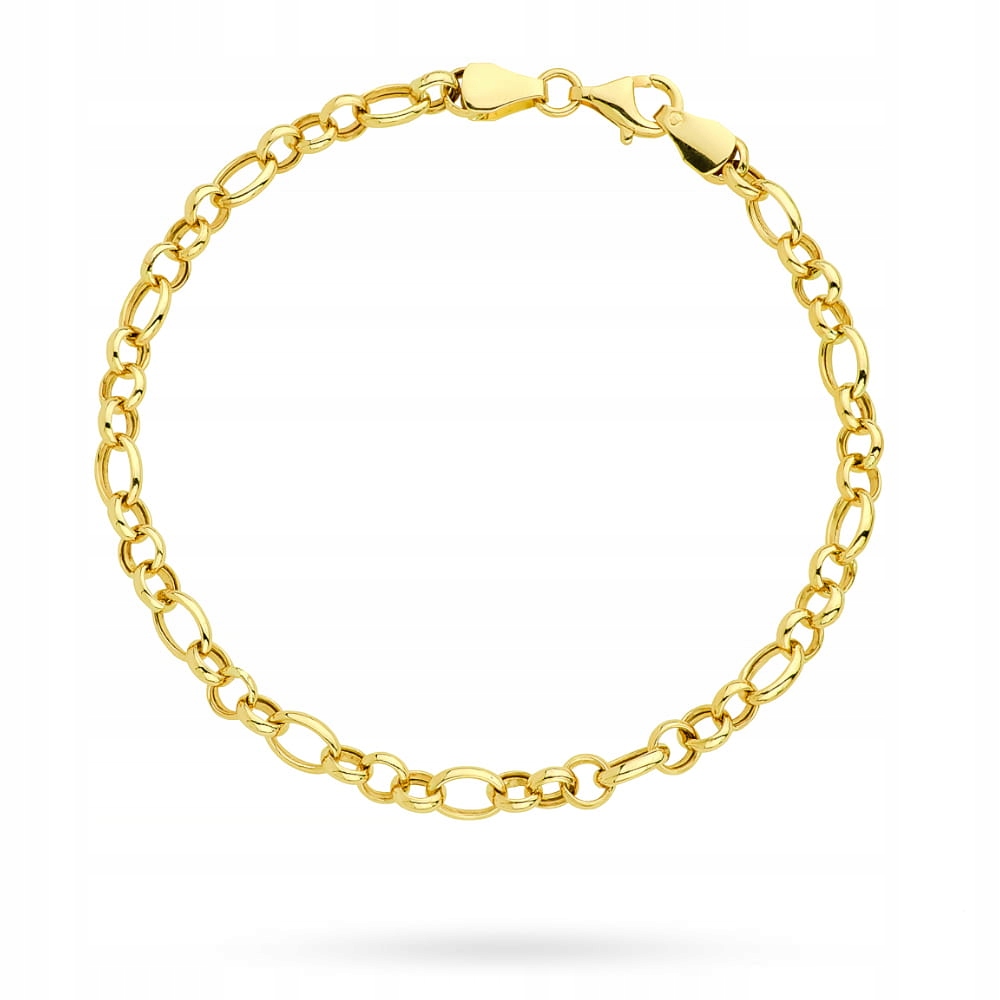 Zlatý náramek 585, spojené kroužky s ovály 18,5 cm dárek 2.98 g