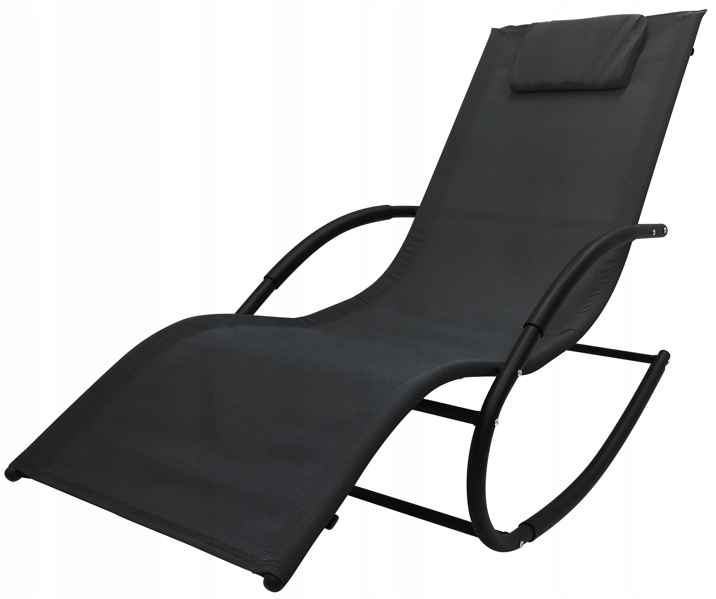 САДОВЫЙ ШЕЗЛОНГ КРЕСЛО-КАЧАЛКА СОВРЕМЕННЫЙ ШЕЗЛОНГ ZERO GRAVITY ROCKY ЧЕРНЫЙ
