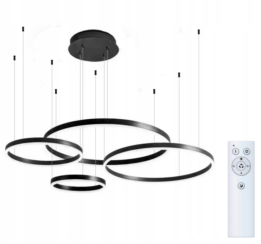 Żyrandol lampa wisząca Led pilot okręgi ring 40+60+80+100cm pamięć ustawień