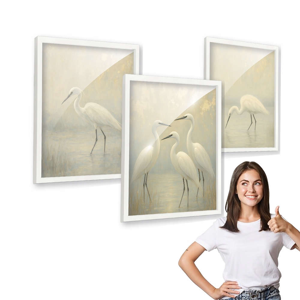 Sada 3 obrazů Bílé Čaple Nad Vodou, bílý rámeček 30x40, do obývacího pokoje, kanceláře