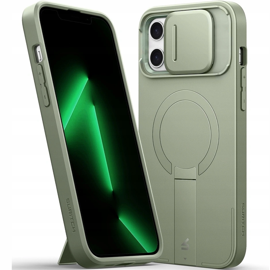 Pouzdro Suritch pro iPhone 13/14, ochrana fotoaparátu pro MagSafe, stojánek na pouzdro