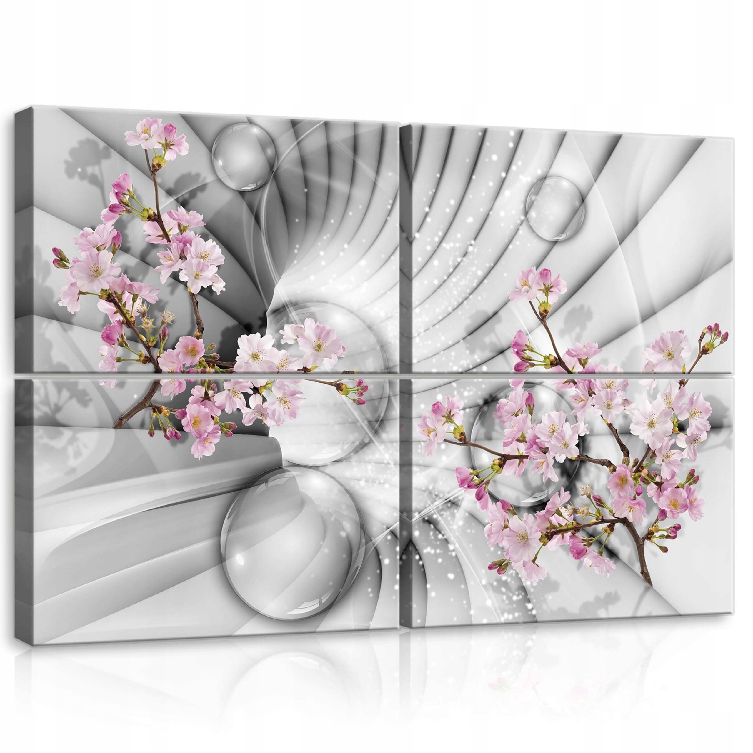 Obraz 120x80 Abstrakce Květiny Sakura Růžová Šedá Bílá Jemnost