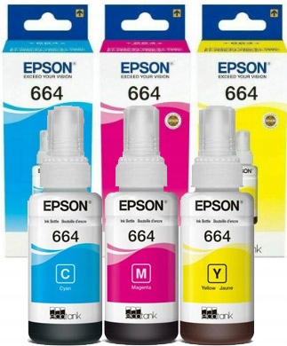 Komplet Zestaw Epson 664 Tusze kolorowe Same Bez Czarnego