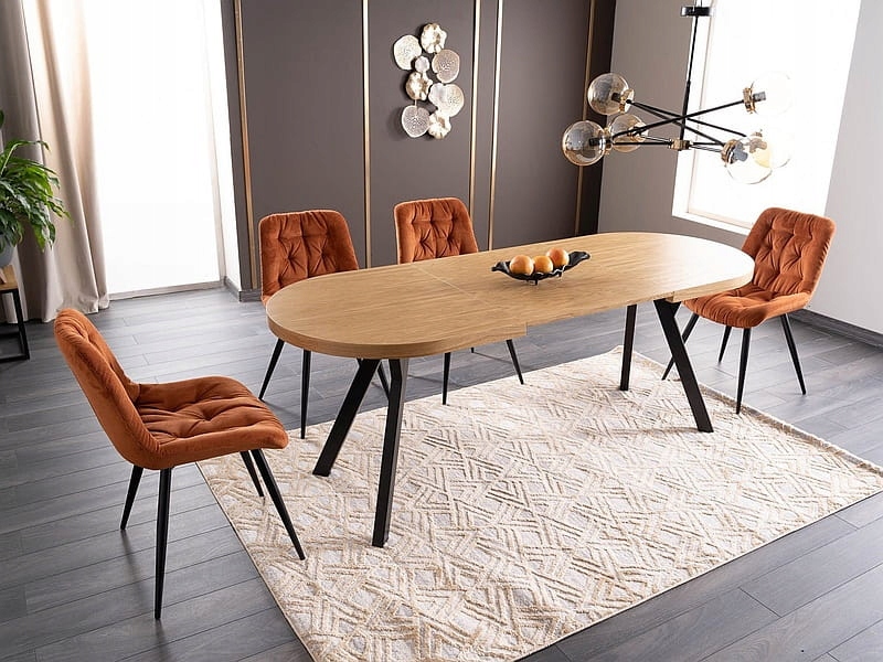 Stół DOMINGO II 140(272)x80 dąb okleina naturalna Materiał metal