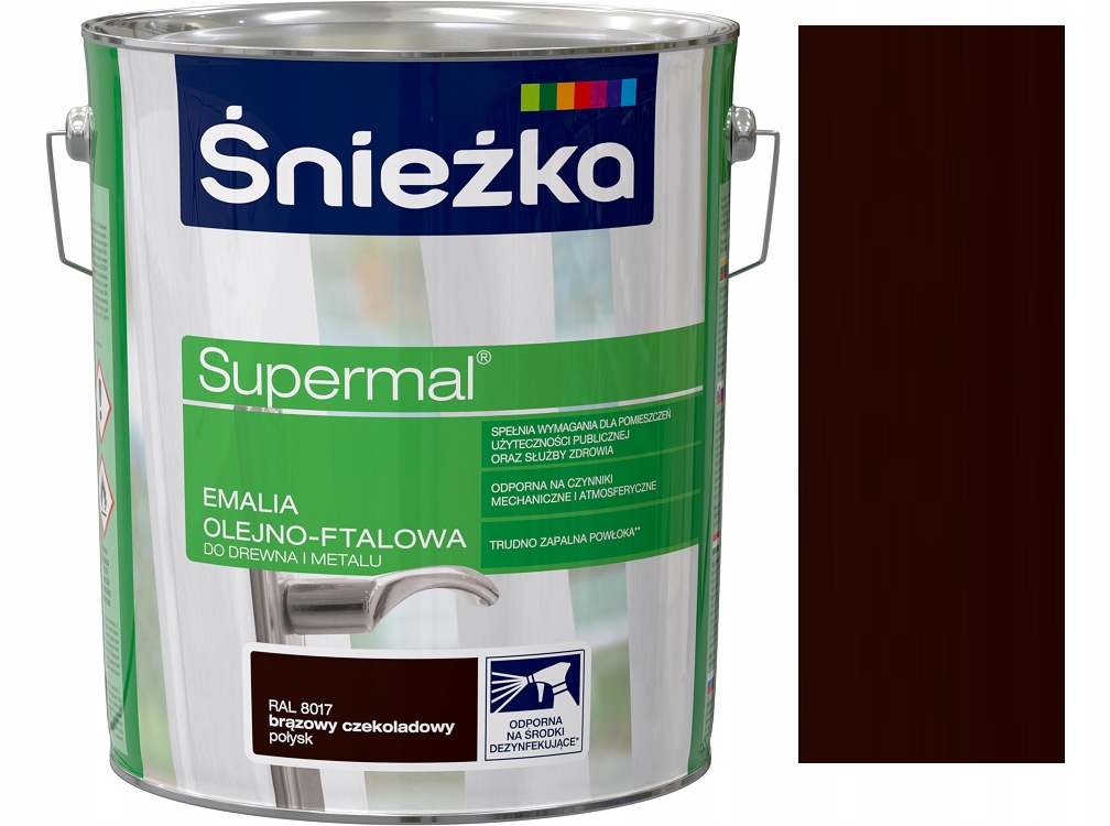 Śnieżka Supermal Emalia Olejno Ftalowa Do Drewna Brąz Czekoladowy 8017 10L