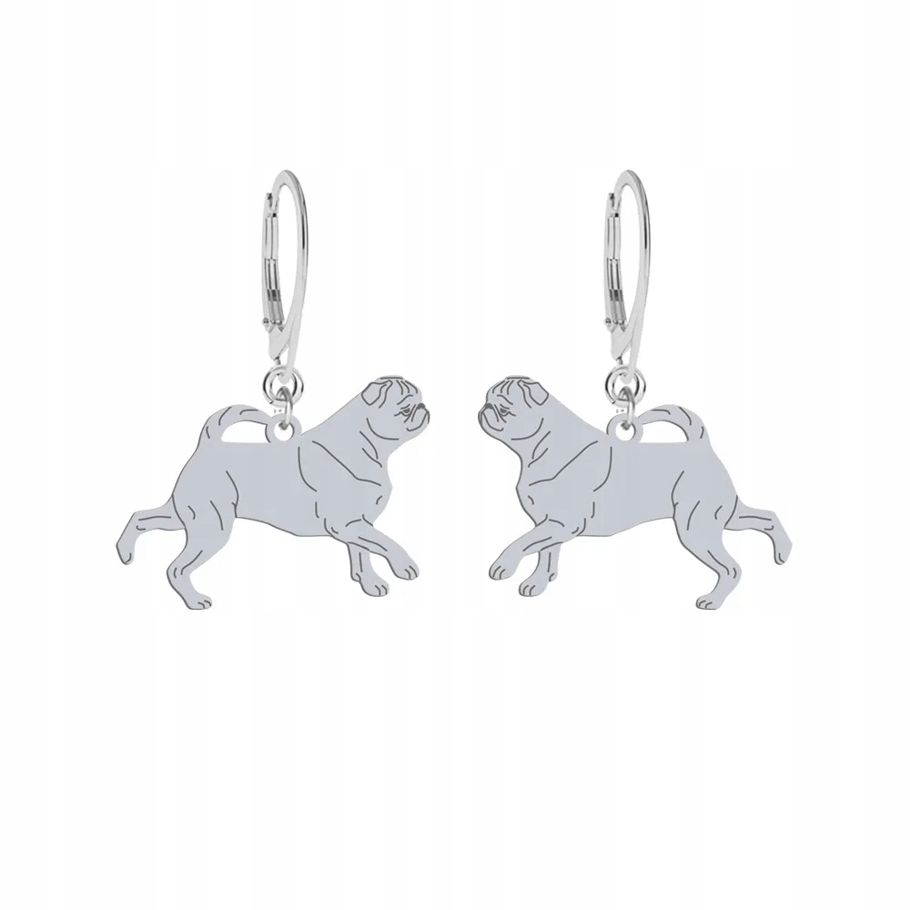 Stříbrné Náušnice s psem Gryfonik Brabancki 925 Dedikace Gravírování Bonus