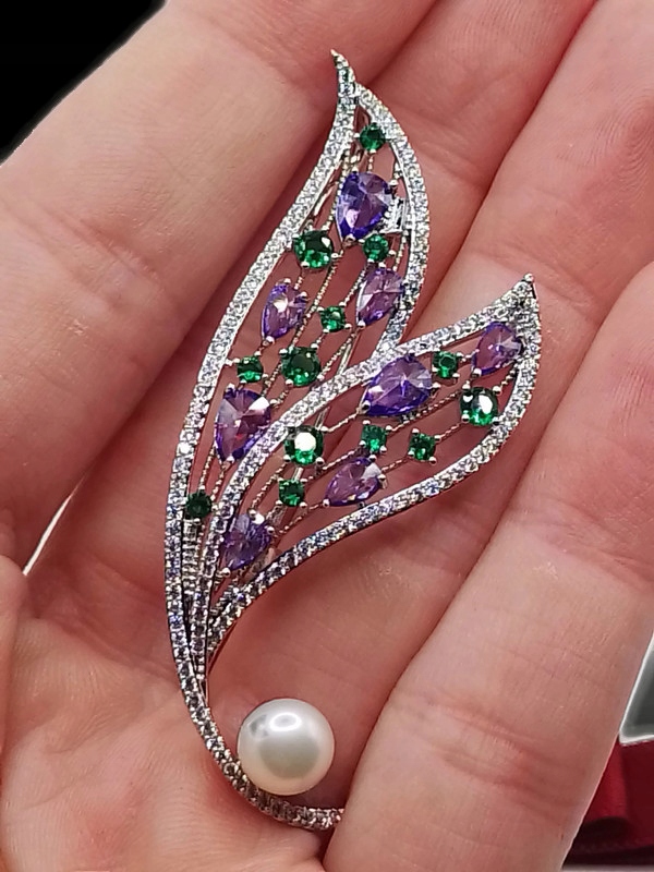 Luxusní Brož S Konvalinky Konvalky, Stříbrná Pokovka S Rhodiem Dárek Krabička