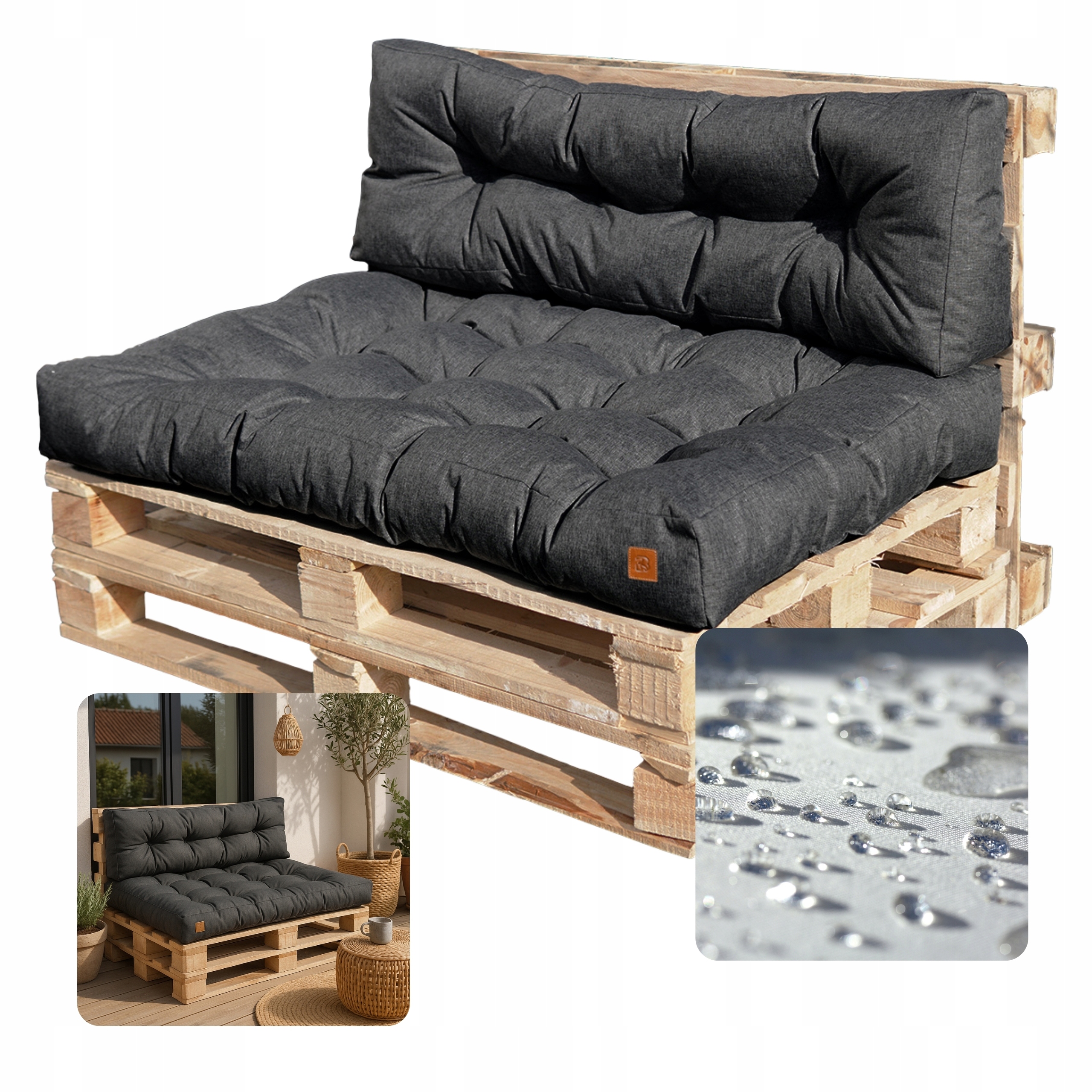 Záhradné vankúše Set na euro palety nábytok Prešívaný Vodotesný 120x80