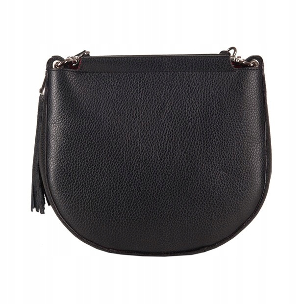 

Skórzana Włoska Listonoszka Frędzle Czarna 2941