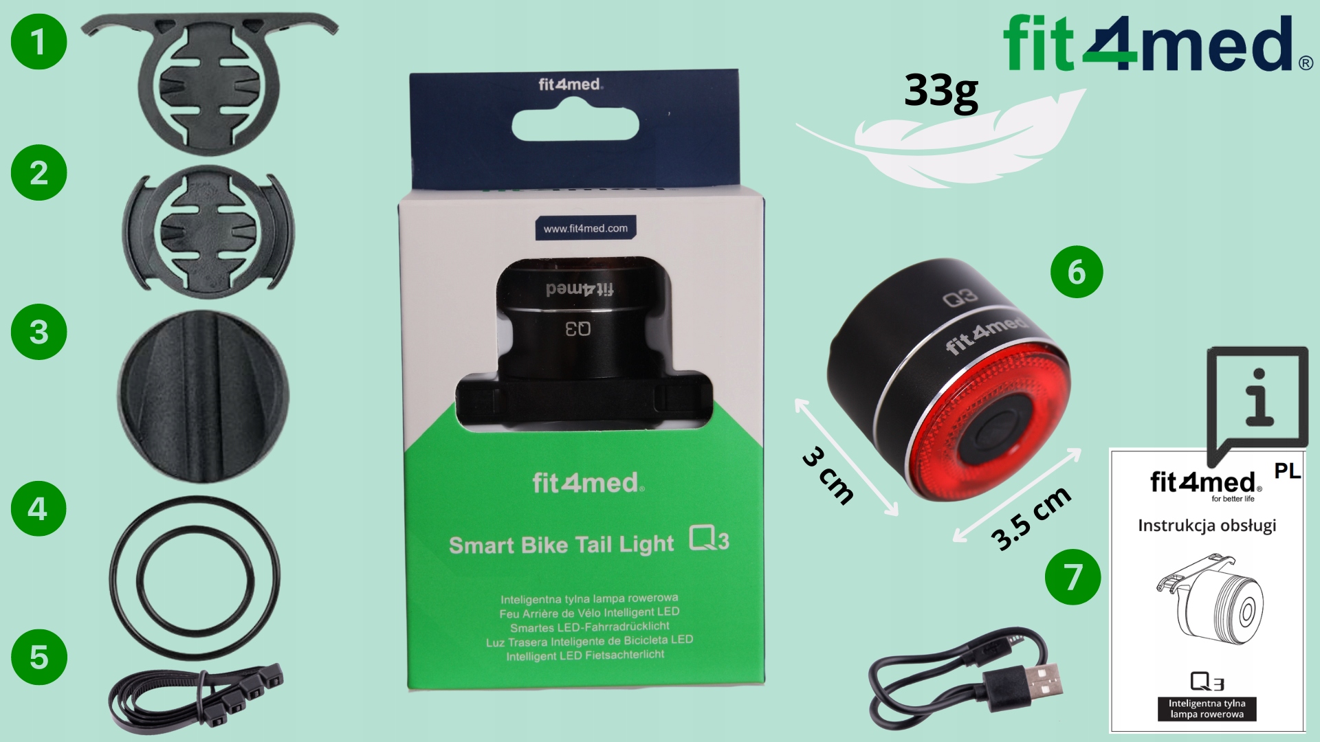 LAMPKA ROWEROWA NA ROWER TYLNA USB AKUMULATOR CZUJNIK RUCHU ŚWIATŁO STOP Model Inteligentna Rowerowa lampka Tylna na rower