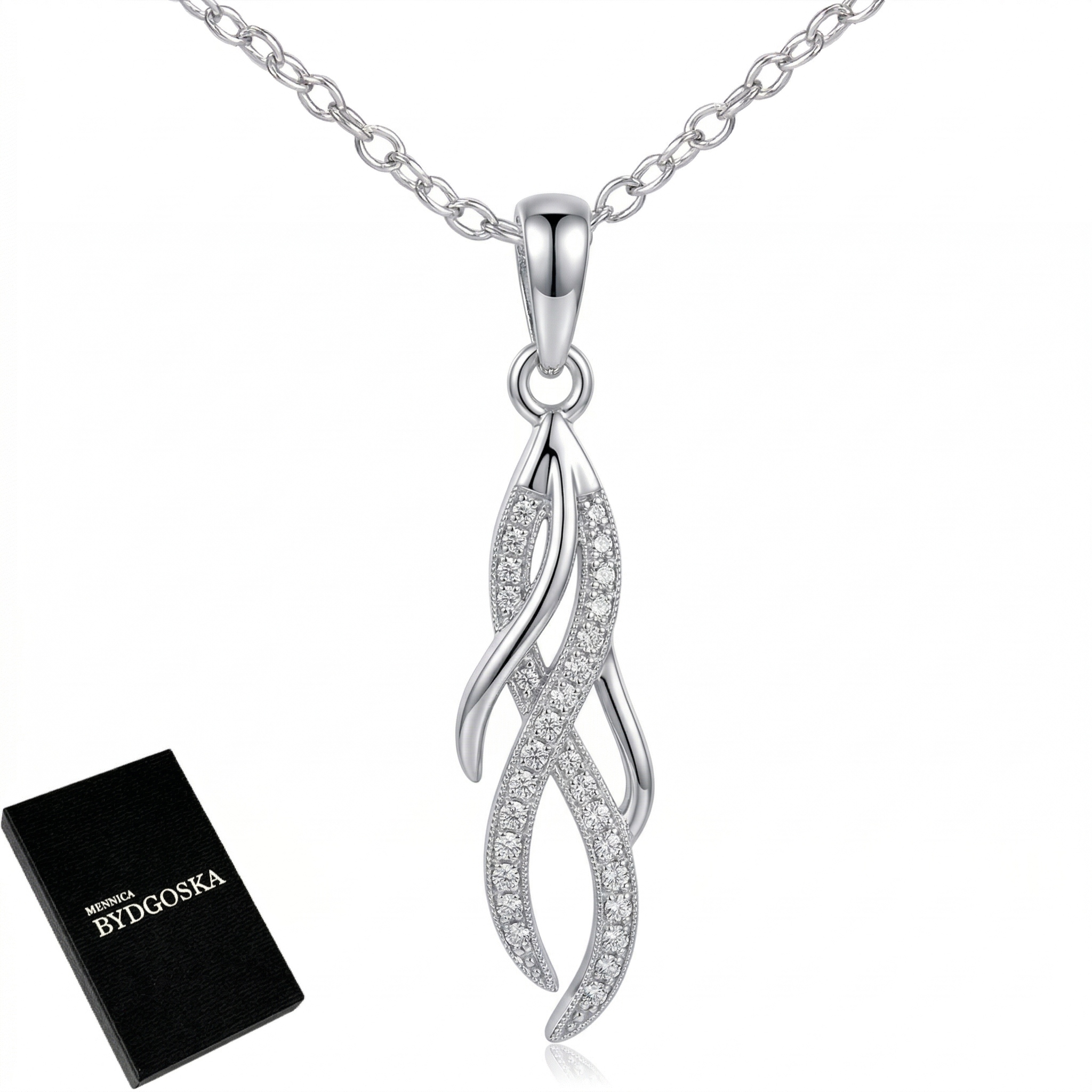 Naszyjnik srebrny damski łańcuszek z zawieszką srebro próba 925