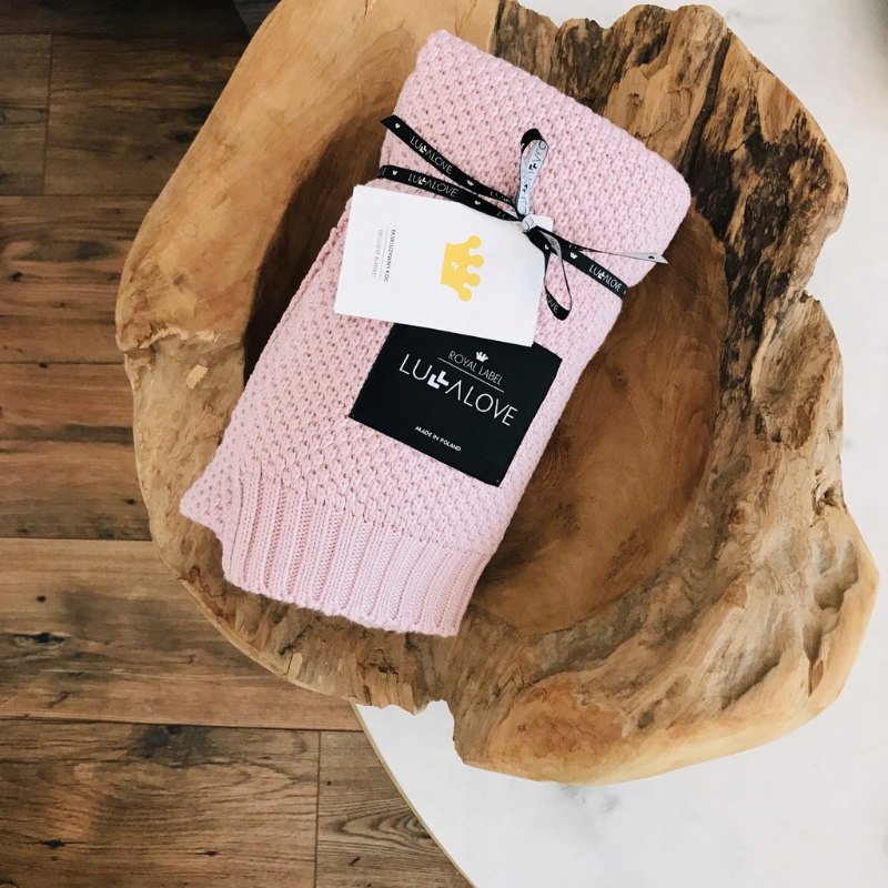 Bambusowy koc makaronik pudrowy róż - LULLALOVE Płeć dziewczynki