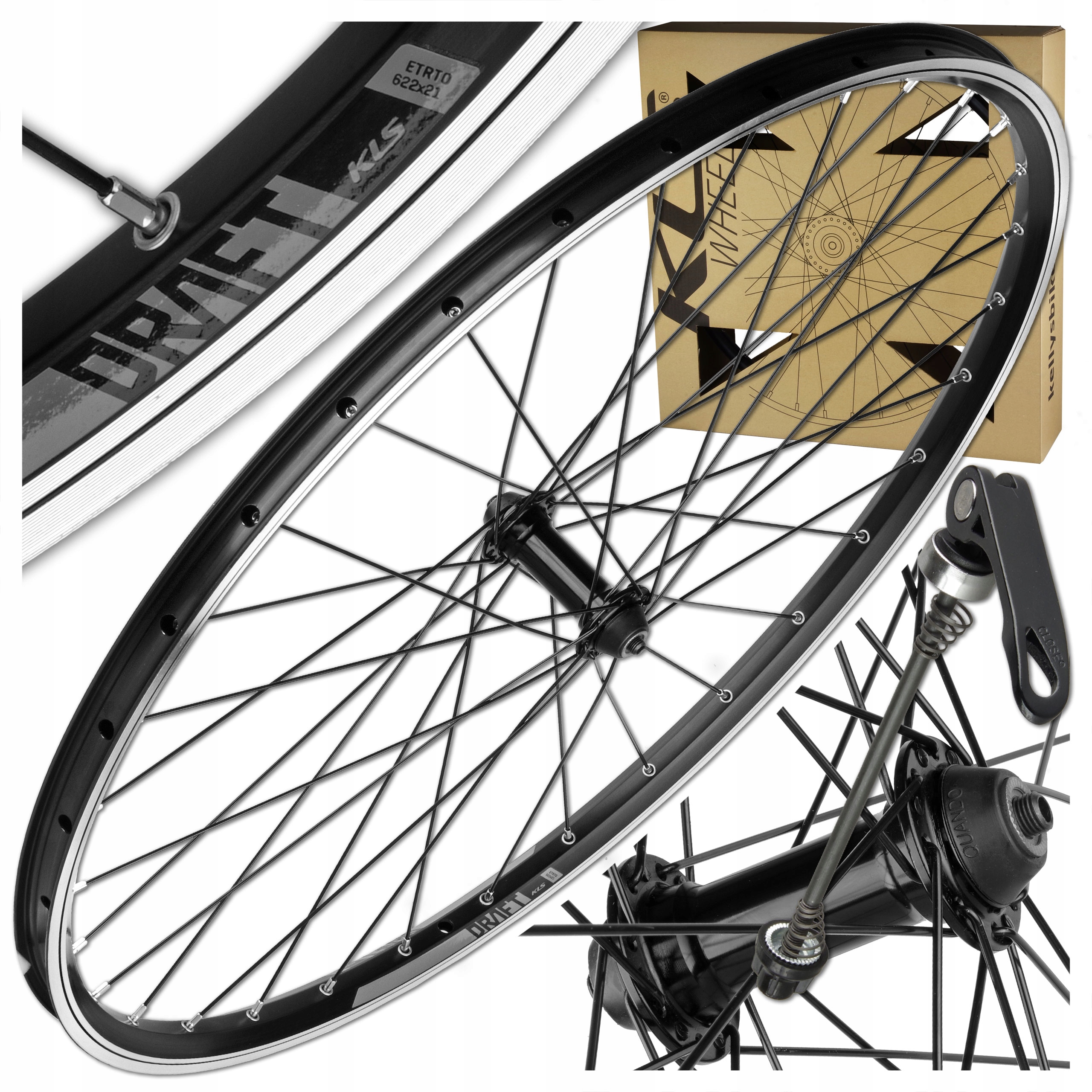 Koło Rowerowe Przód Kellys Draft F 28/29'' 622x21 Czarne V-brake Zacisk Qr