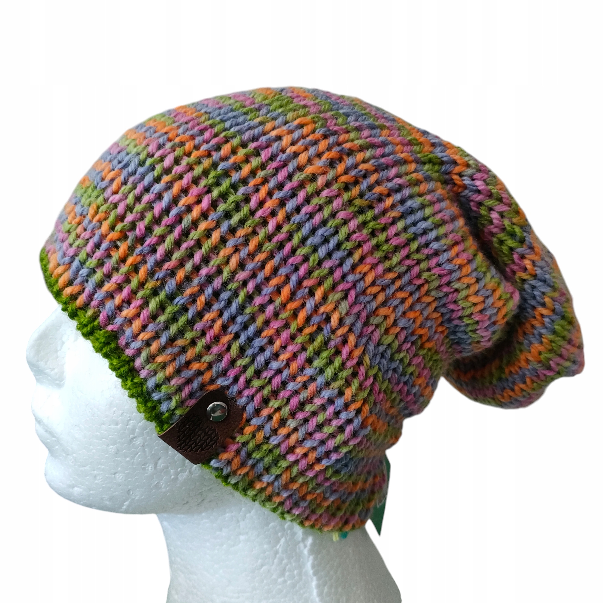 Zimní čepice oboustranná dvouvrstvá bezešvá. Ruční práce. Alpaka,akryl