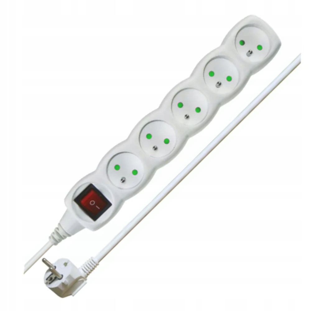 

Przedłużacz 5 Gniazd Z/u Wyłącznik 10A 230V 3m