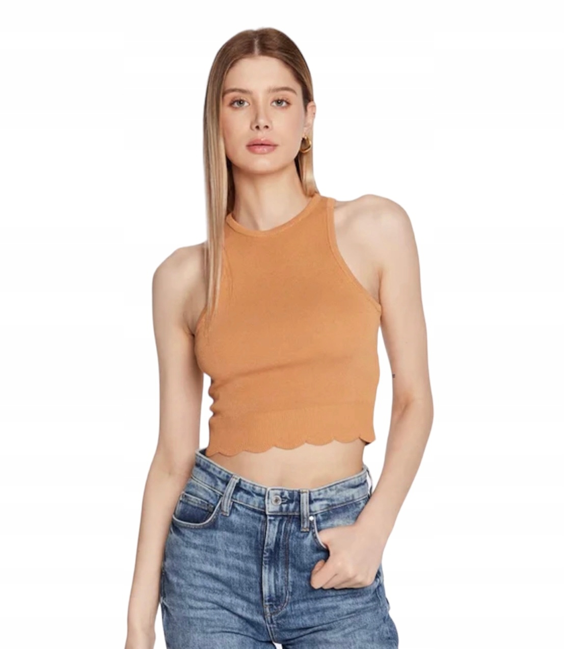 Guess Top Ada W3GZ00 Z2Z80 Beżowy Regular Fit M