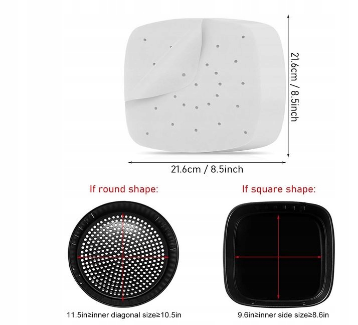 Papier do pieczenia pergaminowy do frytkownicy do pieczenia w arkuszach Długość (cm) 21.5
