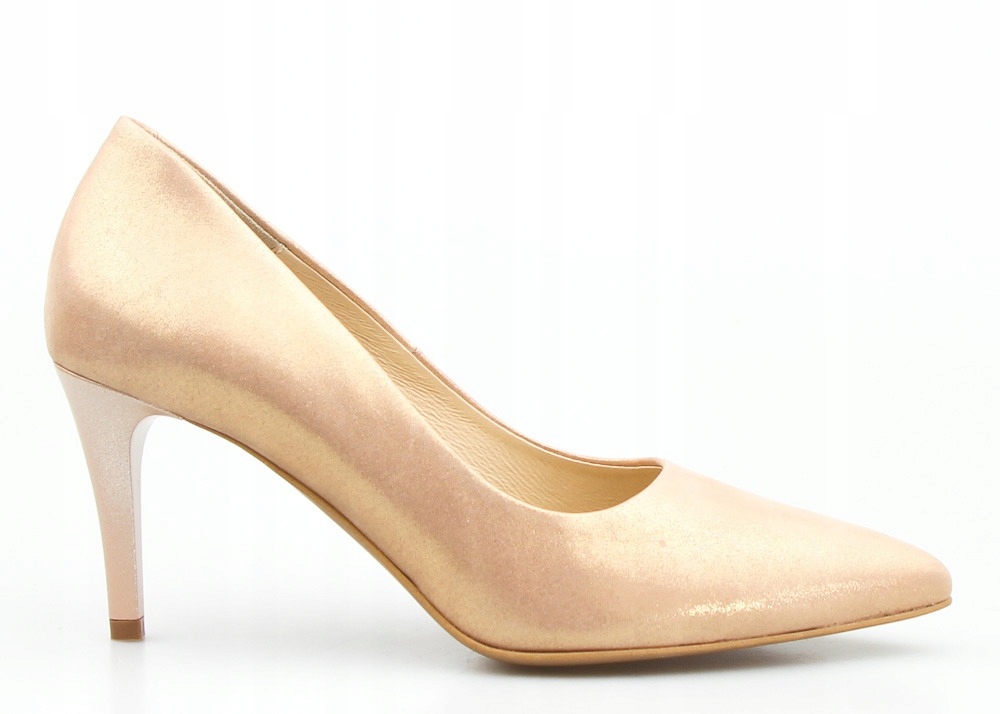 Zlaté Lodičky Na Špici, Lesklá Kůže, Velikost 37