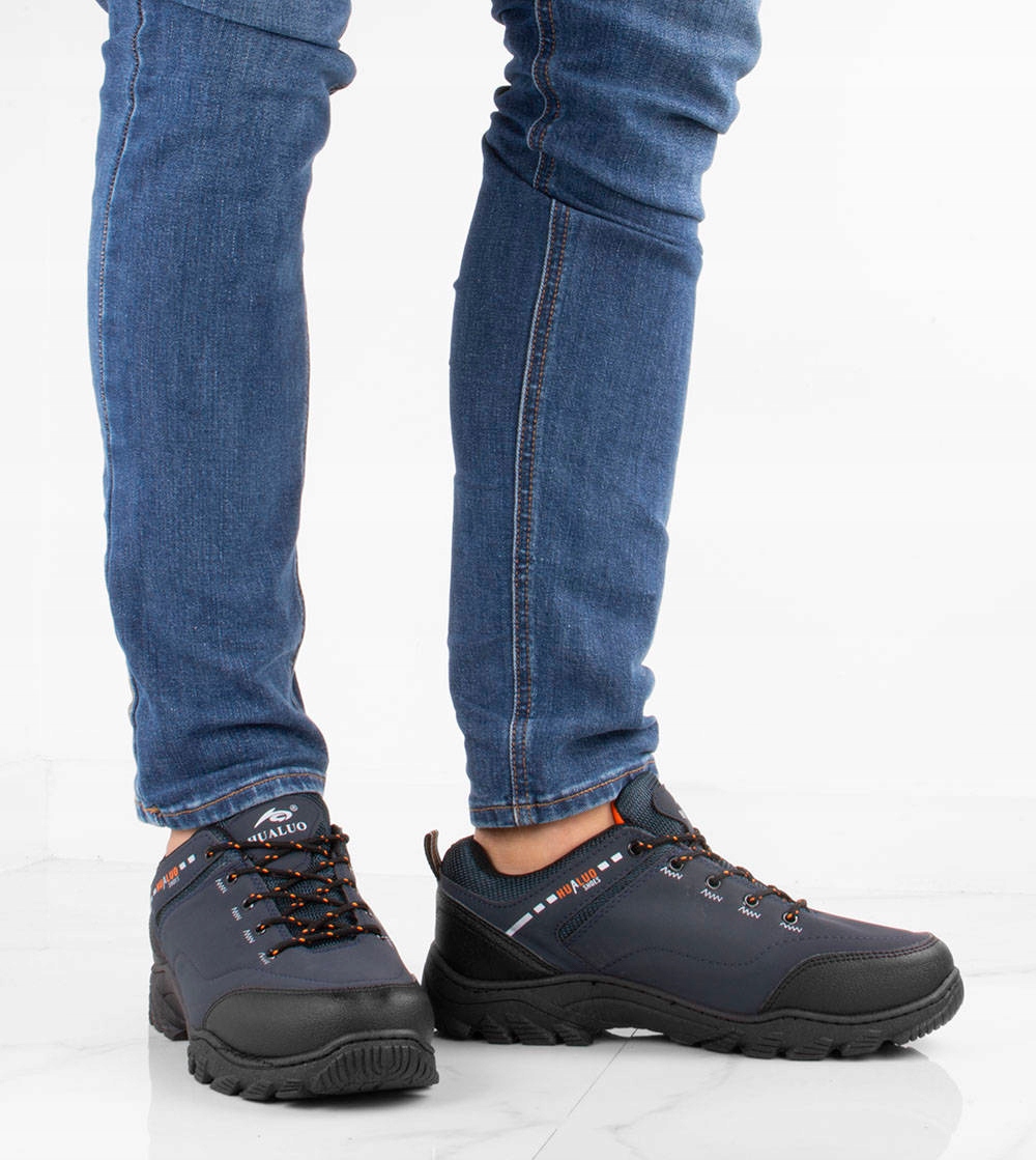 GRANATOWE MĘSKIE BUTY TREKKINGOWE TRAPERY 45 Rozmiar US 11.5