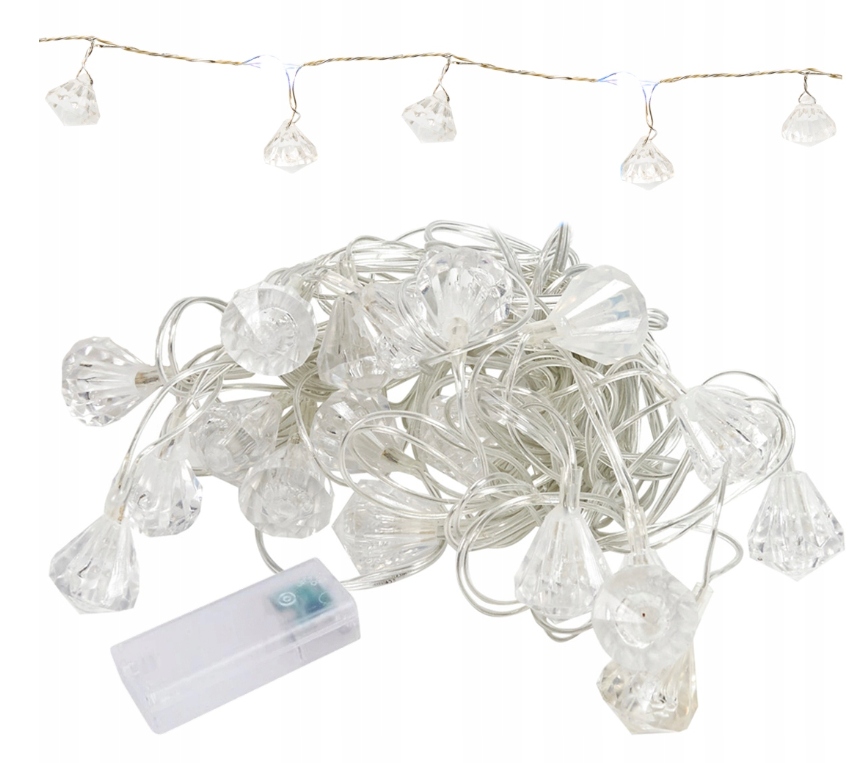 LAMPKI DRUCIKI 20 LED NA BATERIE DIAMENT + CIEPŁE