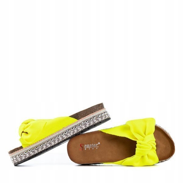 

LK29P Flu Yellow Neonowo-żółte Klapki Kokarda 37