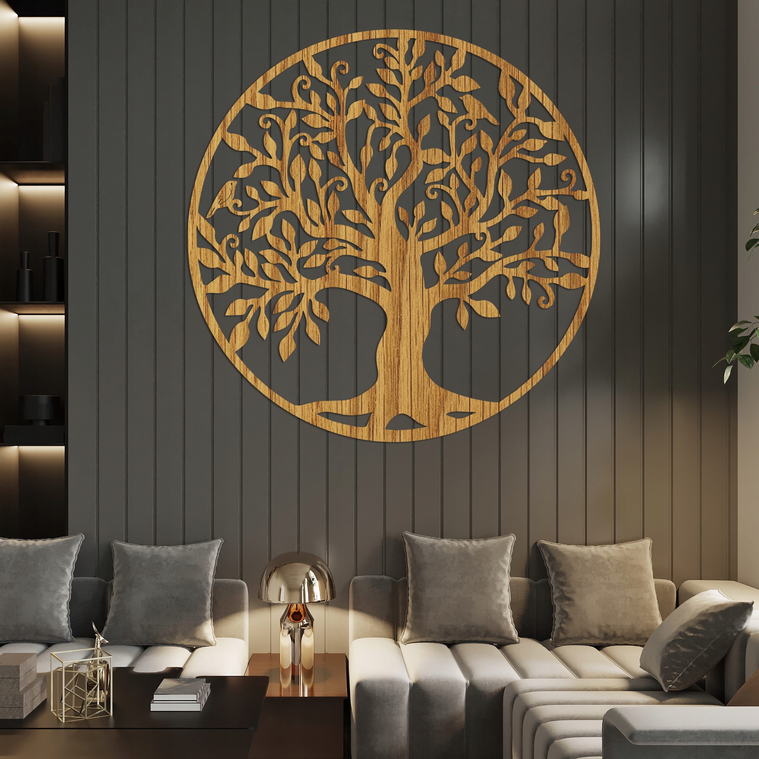 Drevená nástenné dekorácie strom života, 150 cm Dub
