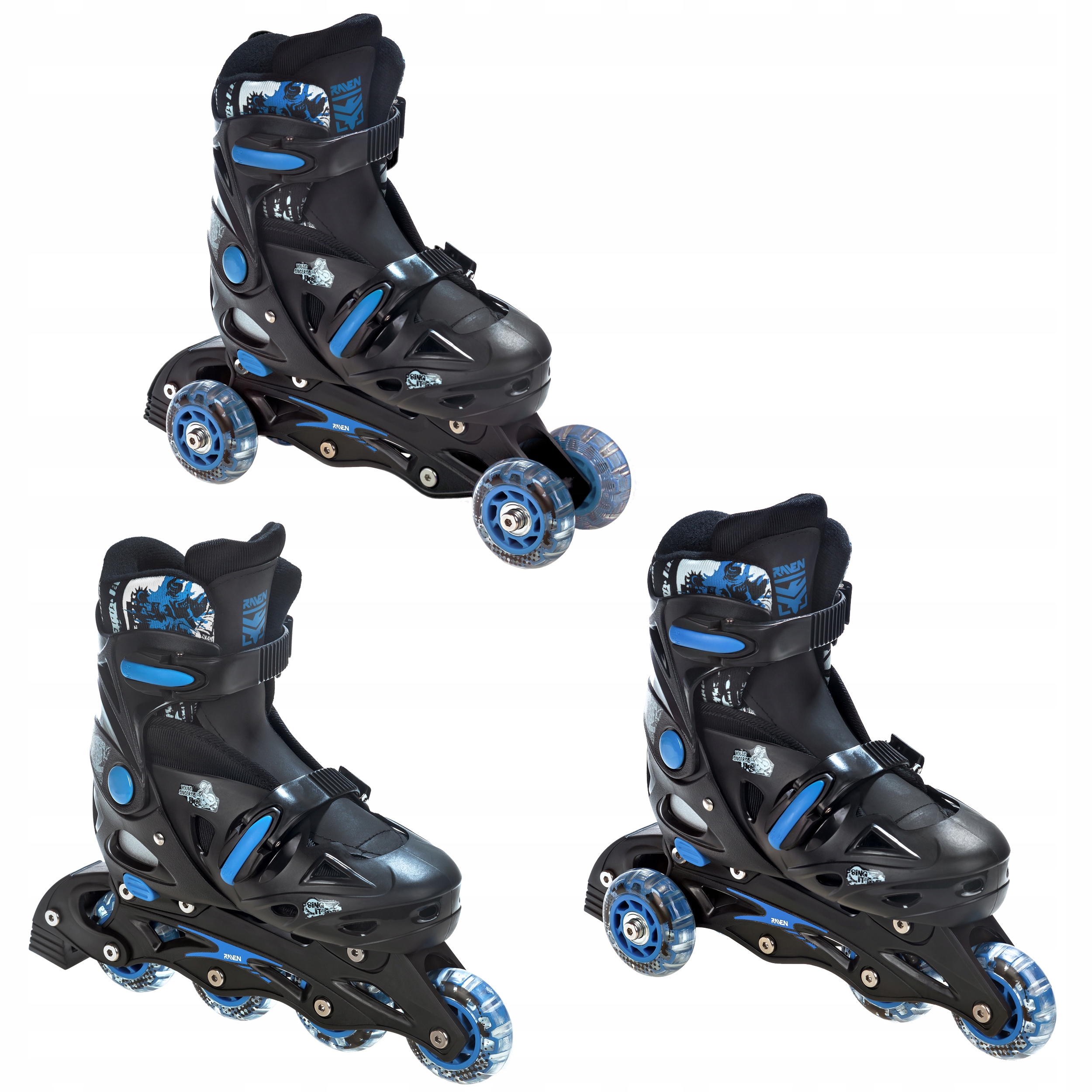 

Rolki Wrotki 3w1 Raven Singer Black/Blue 33-36