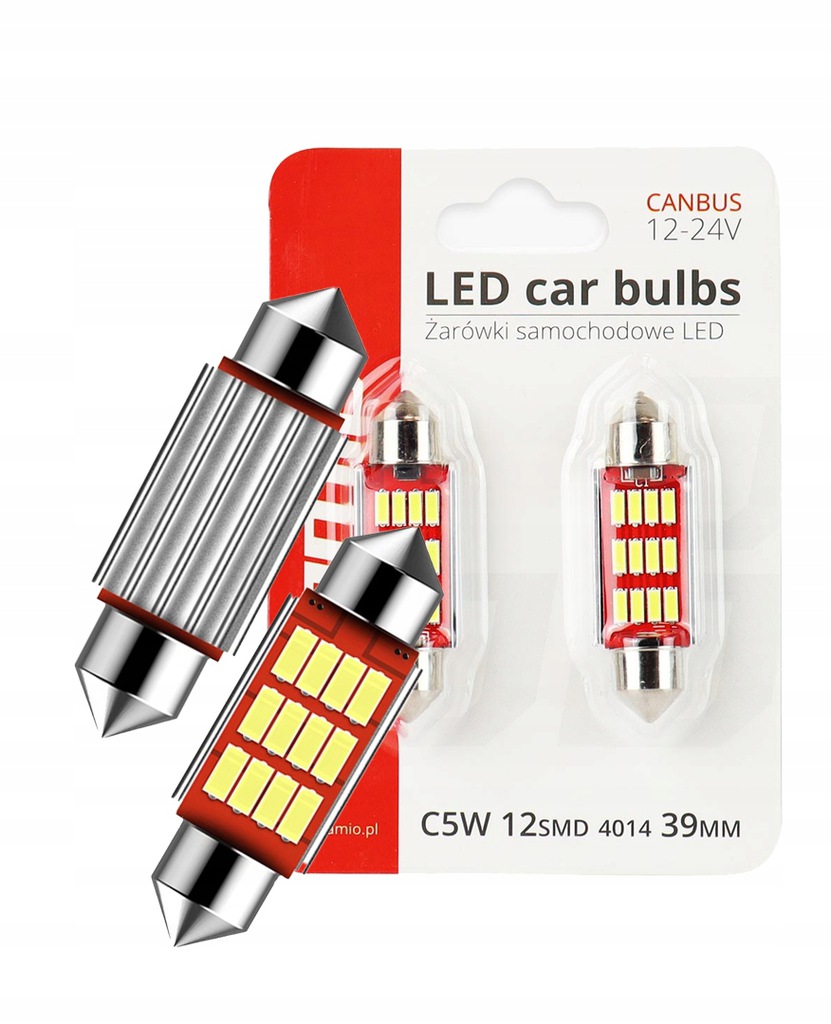 

Żarówki Led rurkowa C5W 39mm Canbus 2 szt 12V 24V