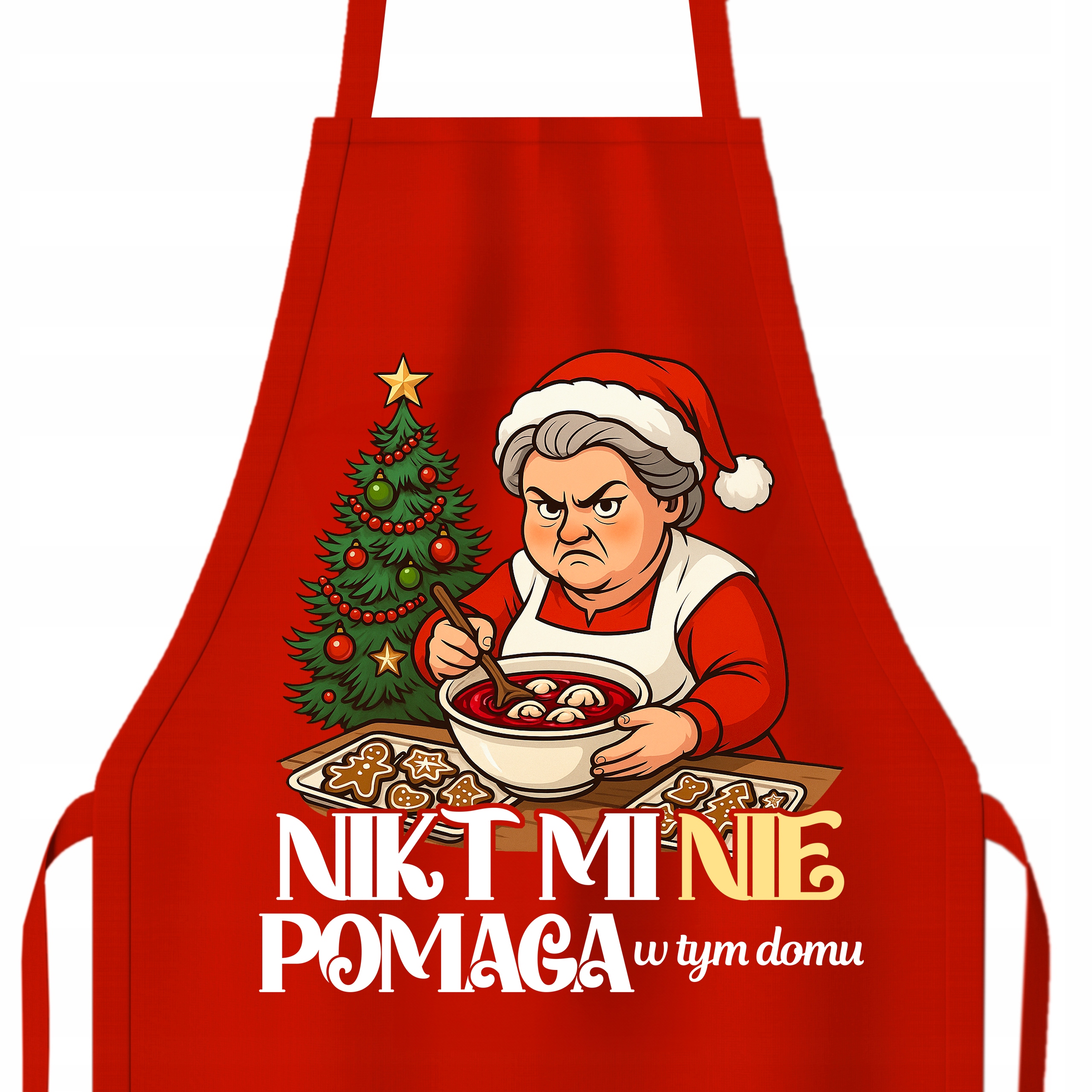 Červená Vánoční Zástěra Dárek Vtipný Nikdo MI V Tomto Domě Nepomůže