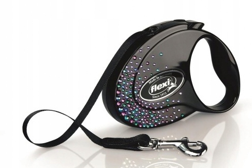Flexi Glam Splash Mystic křišťály Swarovski M páska 5 m vodítko černá
