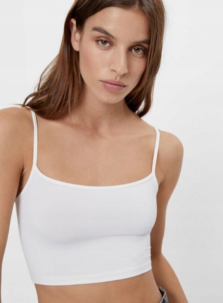BIAŁY CROP TOP NA RAMIĄCZKACH S