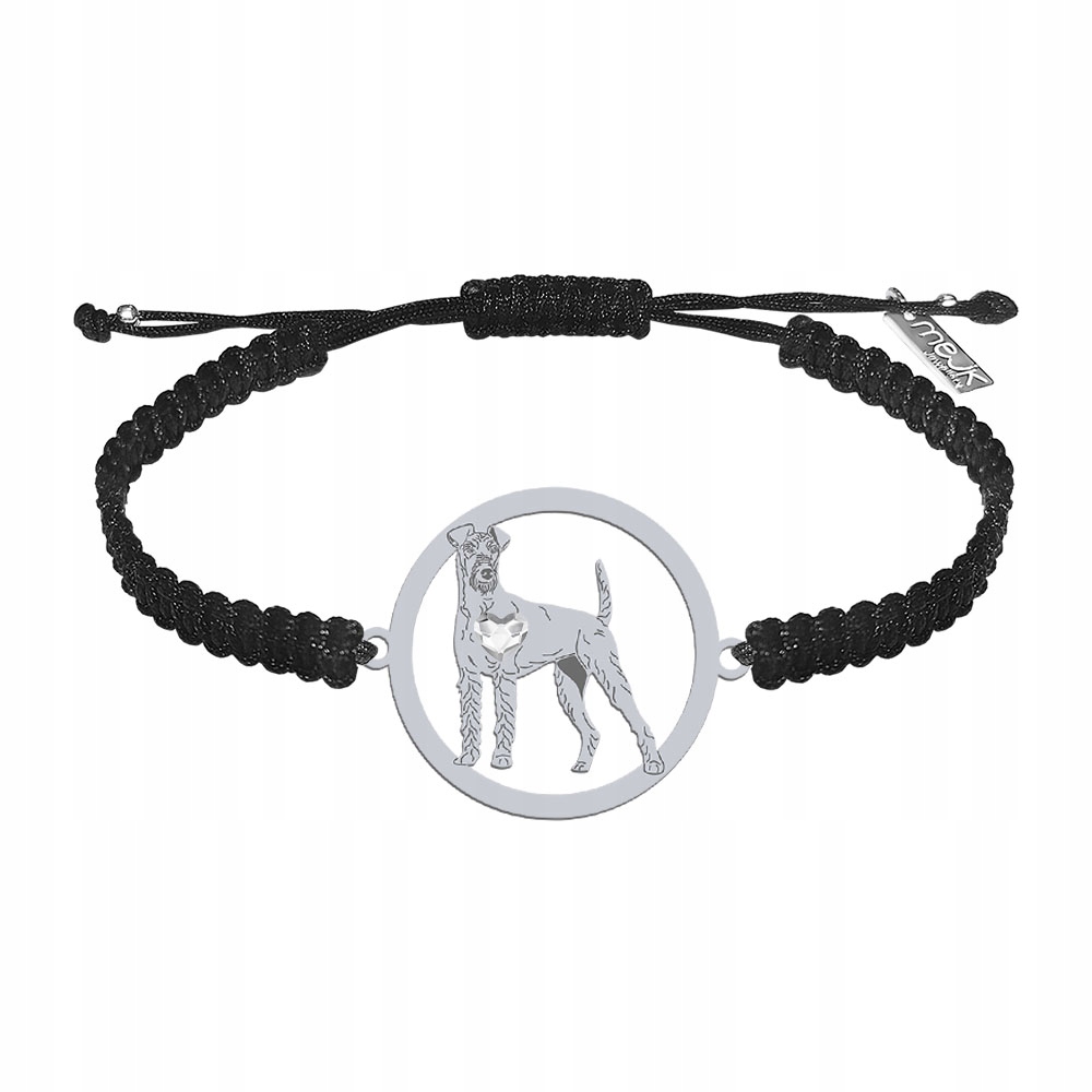 Stříbrný náramek s irským teriérem 925 Makramé Žena Gravírování Bonus