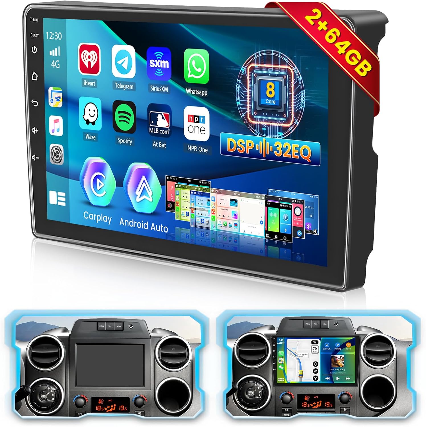 Autorádio Inefala 2G+ 64G pro Fiat Citroen Peugeot, dotykový displej 9"