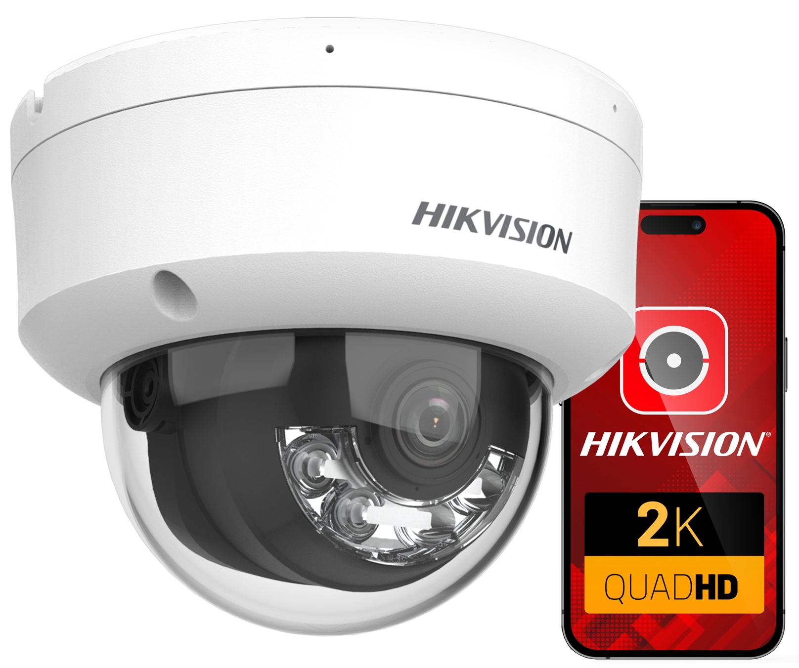 Ip Kamera 4MPX 2K+ Hikvision Kupolová, Odolná Voči Vandalizmu IK08 IP67 Smart Light