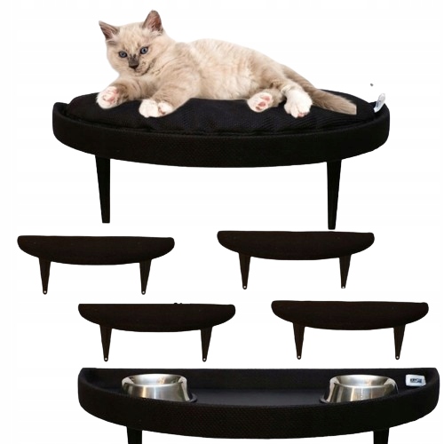 Levně Pelíšek pro kočky Měkké na zeď 5 schodů Jídelna Kočičí police Černá