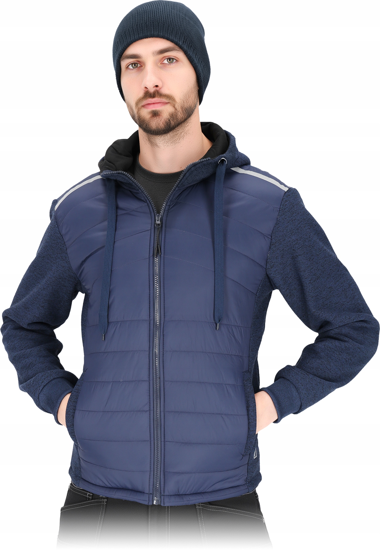 Pánská mikina Polarová Teplá Zimní S Kapucí Na Zimu Dohbrid tmavě modrá 3XL