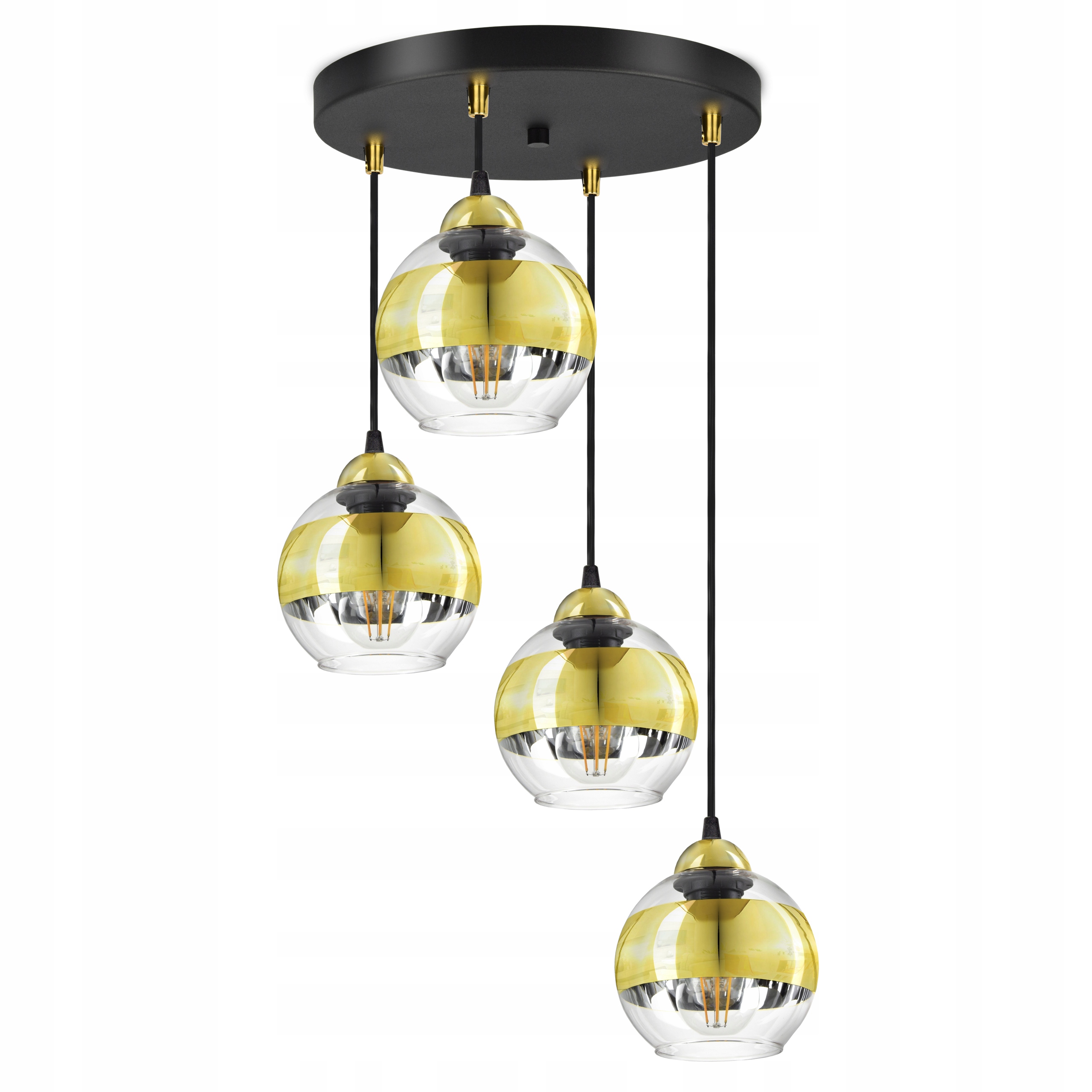 Stropní Svítidlo Lustr Černá Zlatá Glass EZ4 Led