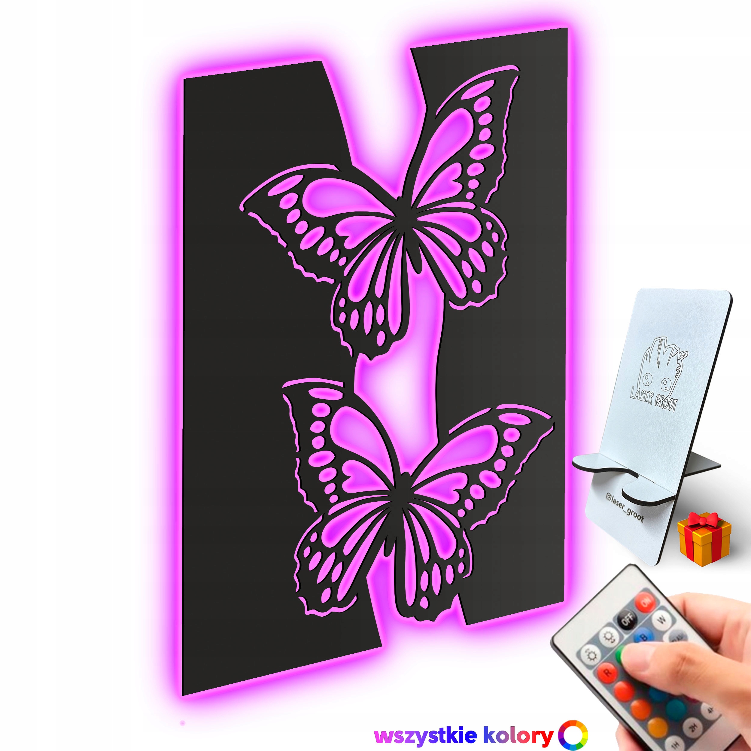 Dřevěný 3D obraz Motýli ve stylu loftu Nástěnná Dekorace Noční Lampa Led