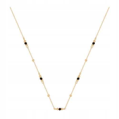 Zlatý náhrdelník 585 černé Kuličky na řetízku hladké kuličky 2,8 mm 2.15 g
